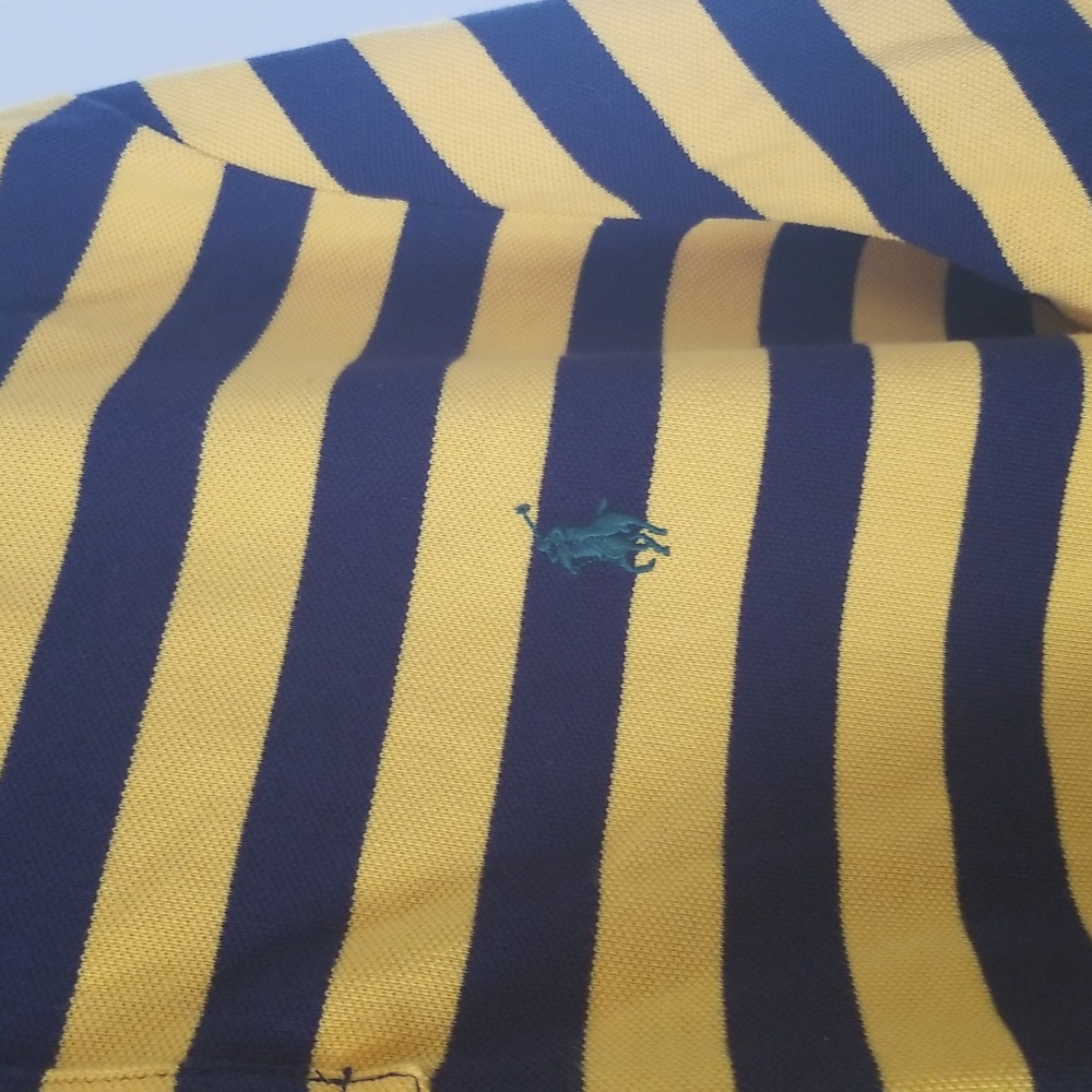 NWOT POLO by RALPH LAUREN Blue Yellow Striped Polo Shirt Short Sleeves MeN XXL - Picture 4 of 8
